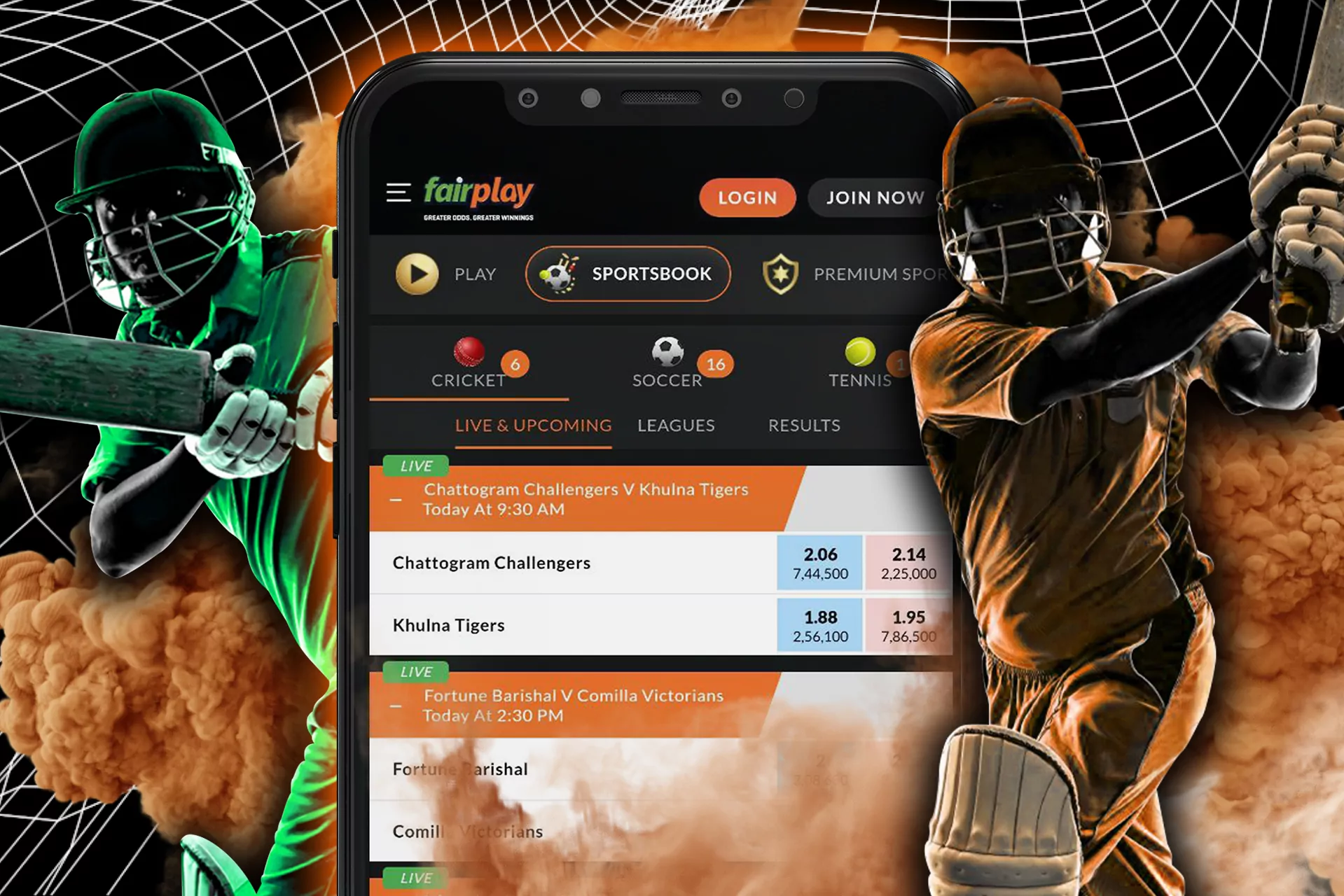 Place bets on cricket teams in the Fairplay sportsbook.