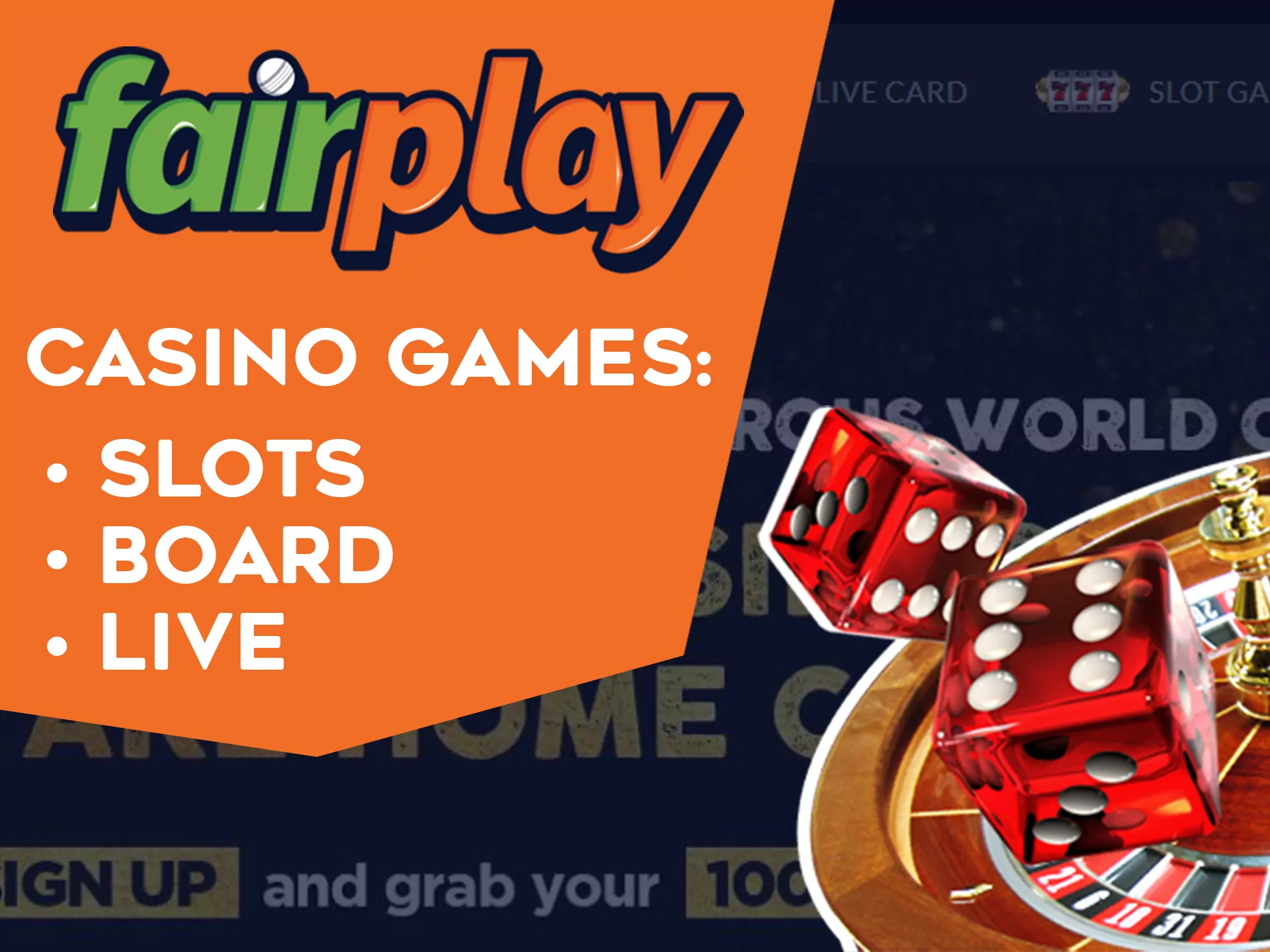 You can play slots, card games and live games in the Fairplay casino.