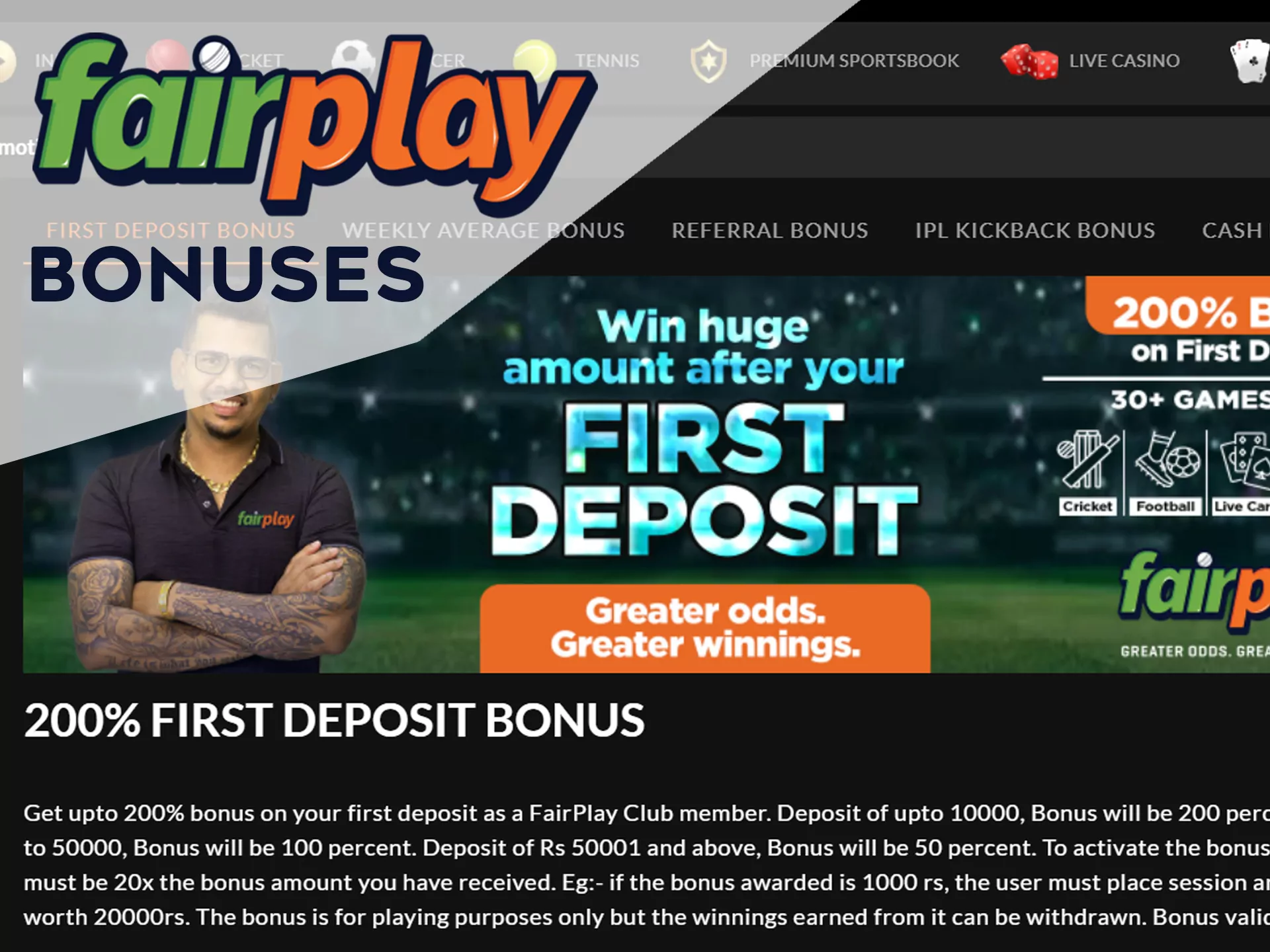 Fairplay offers lucrative bonuses for its players.